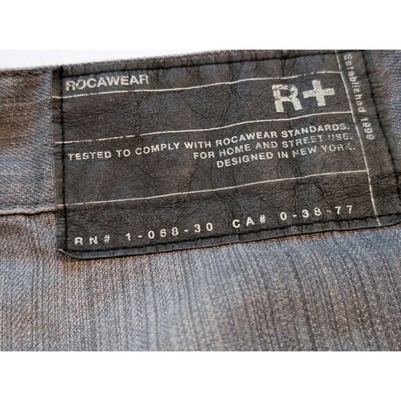 Rocawear R+ Baggy Denim Jeans Men's 42x34 Wide Leg Embroidered Hip Hop Skater - Picture 5 of 11